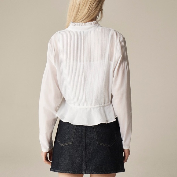 NWT!! J. CREW Lace Trim Cinched-Waist Cotton Voile White Top Blouse X-Small - Picture 8 of 16